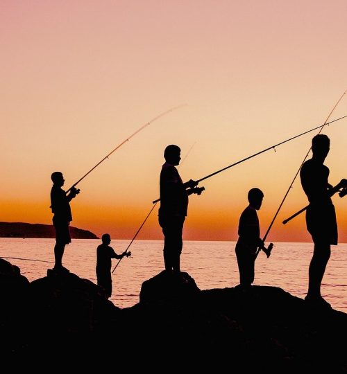 fishing, sunset, fishermen